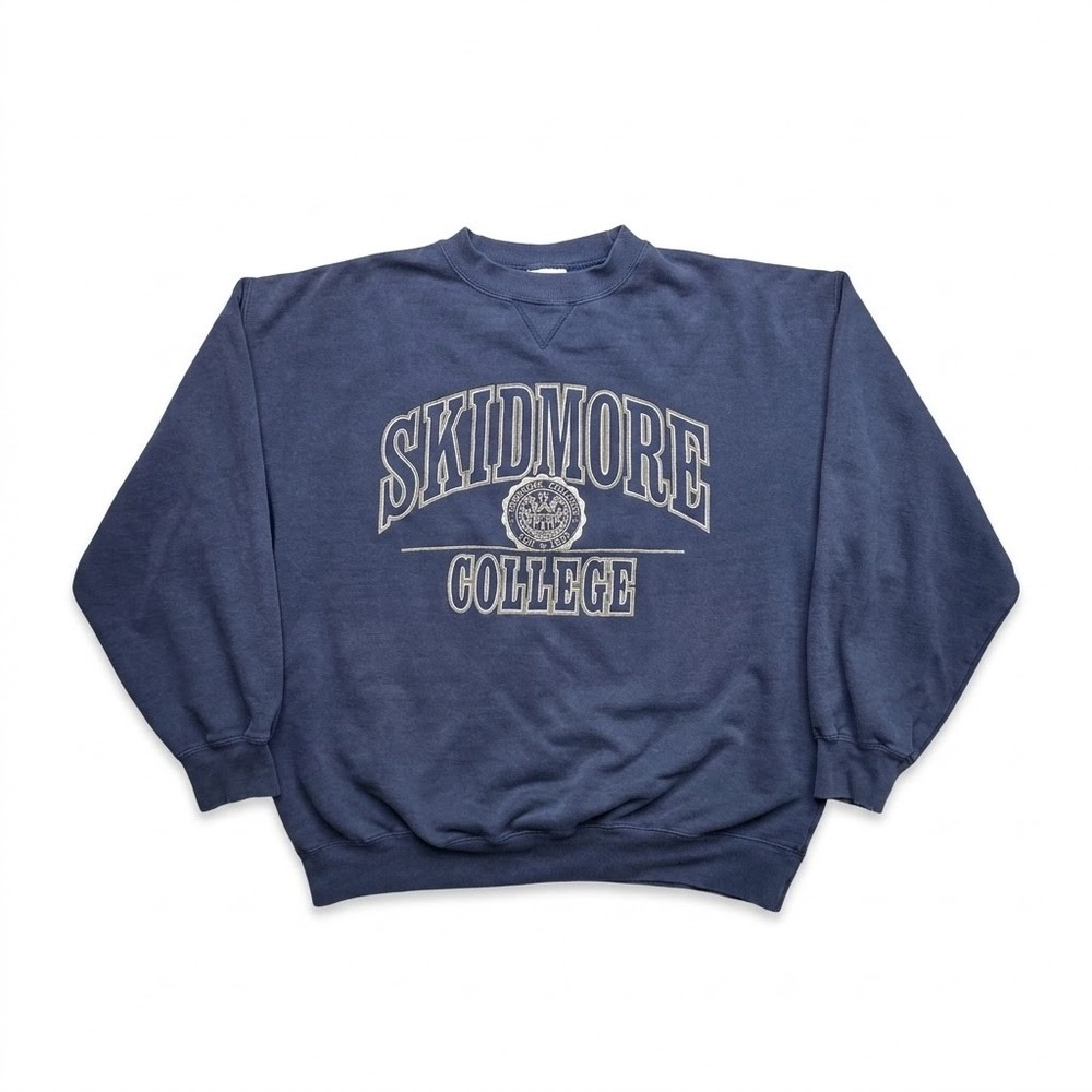 Vintage Skidmore College Crewneck Sweatshirt Mens XL Blue Gear Big Cotton 90s